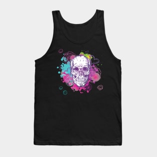 Colorful skull with flowers Tank Top